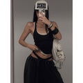 rovente_Black_White_Colorblock_Two_Piece_Fitted_Women's_Linen_Halter_Tops_1050353084672_MISSTT
