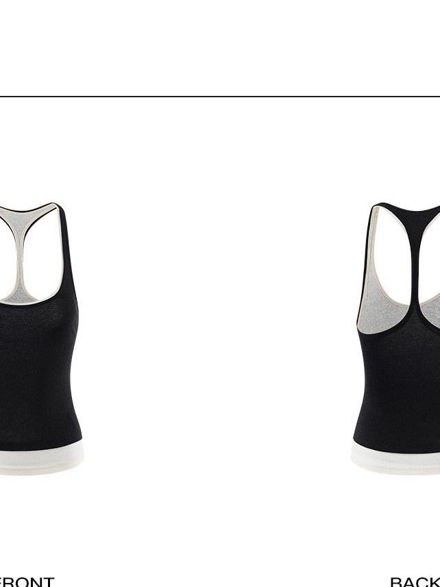 rovente Black White Colorblock Two Piece Fitted Women's Linen Halter Tops