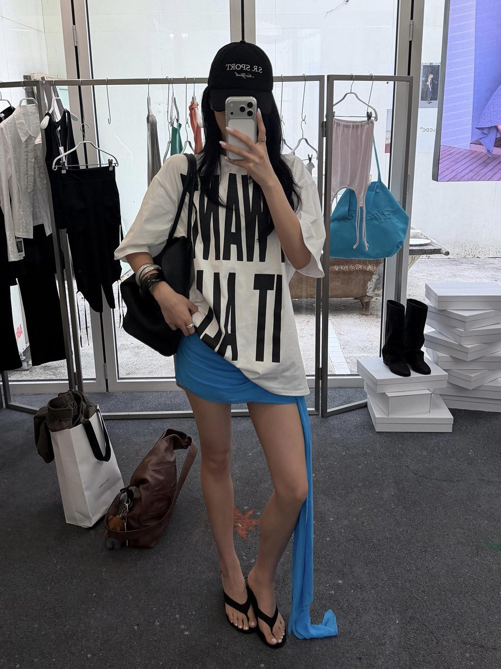 rovente Blue Sash Low Rise Vintage Bodycon Slim Fit Women's Mini Skirts