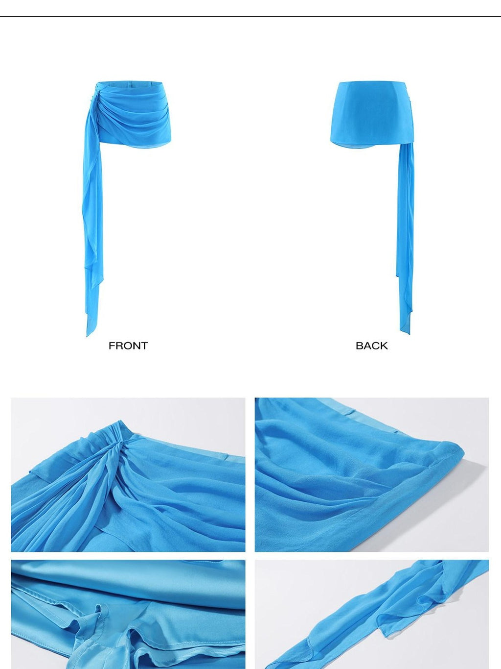 rovente Blue Sash Low Rise Vintage Bodycon Slim Fit Women's Mini Skirts