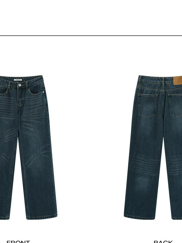rovente Blue Woven Loose Straight Zipper Plain Women's 100 Percent Cotton Baggy Jeans
