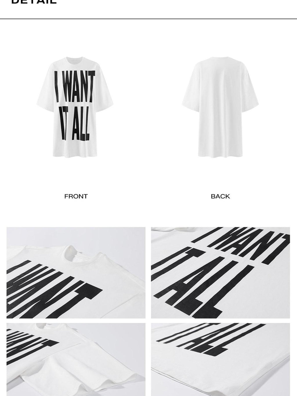 rovente Cali White Letter Print Drop Shoulder Crewneck Women's Oversized T-shirts