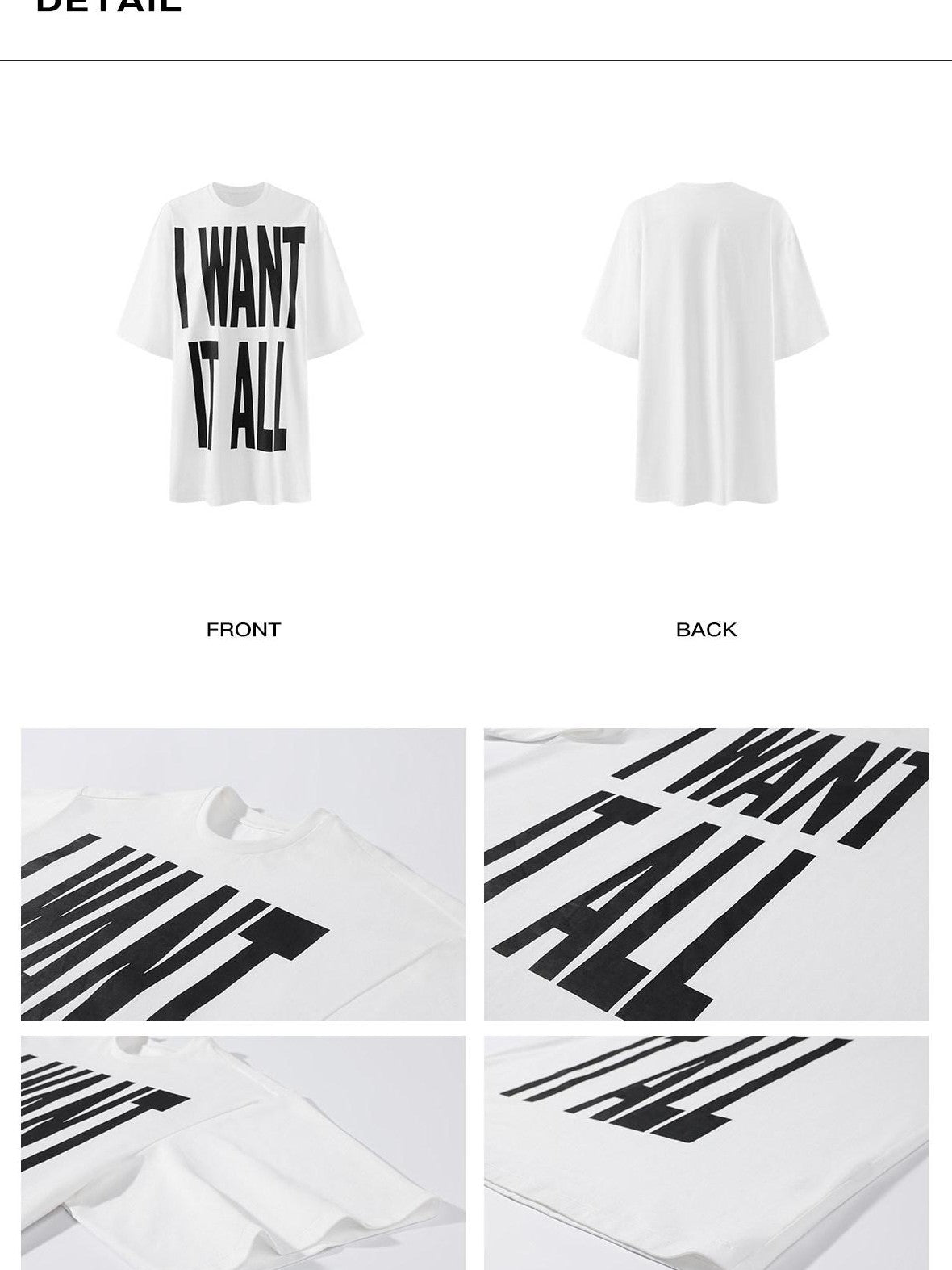 rovente Cali White Letter Print Drop Shoulder Crewneck Women's Oversized T-shirts