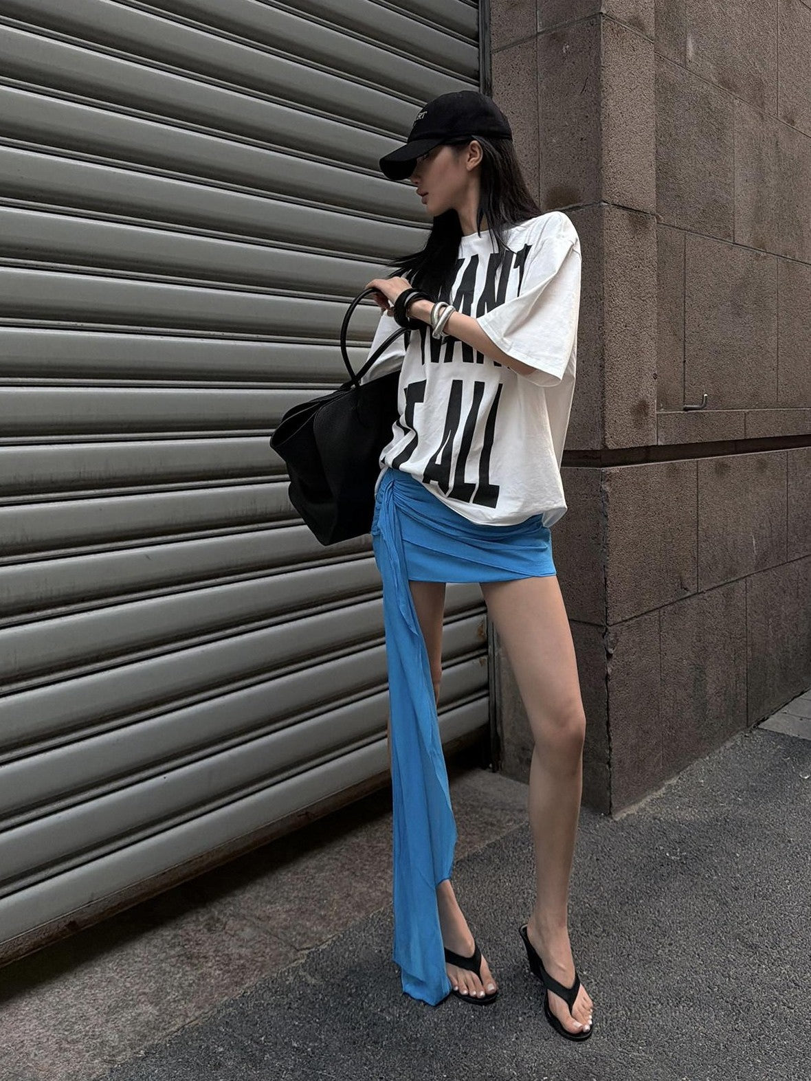 rovente Cali White Letter Print Drop Shoulder Crewneck Women's Oversized T-shirts