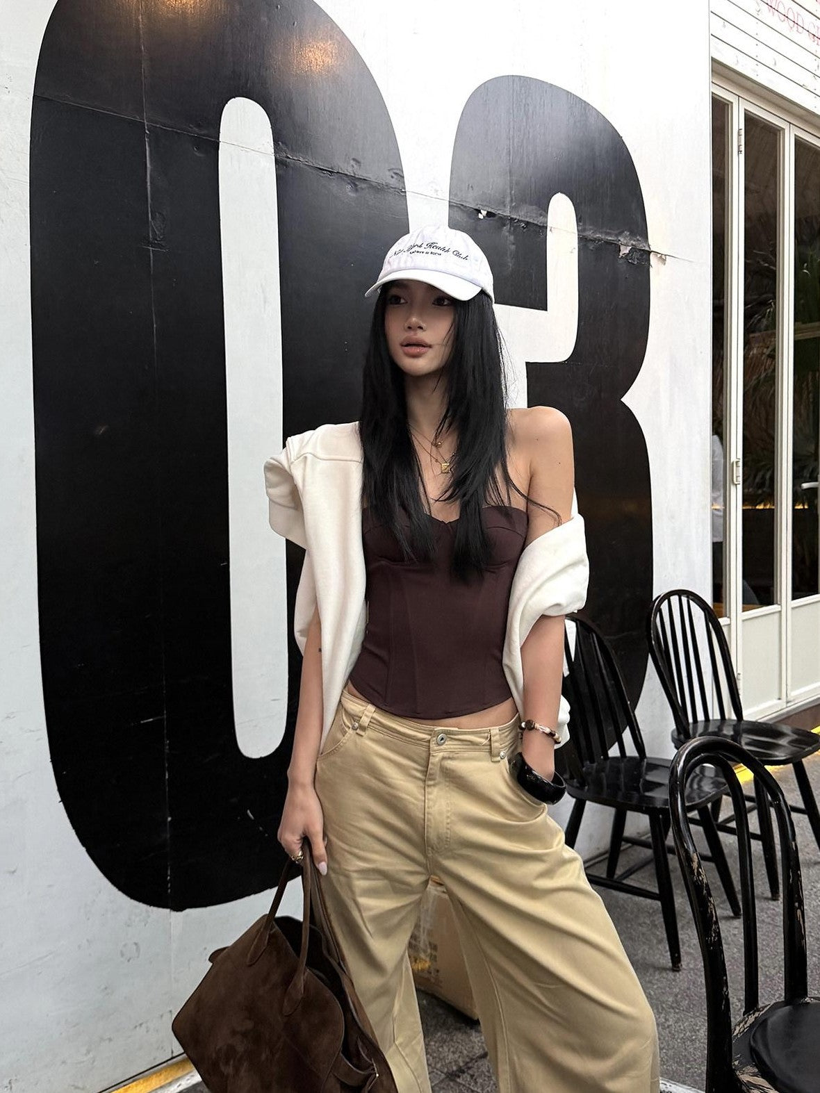 rovente Coffee Brown Strapless Boned Cropped Slim Fitted Women's Tube Tops