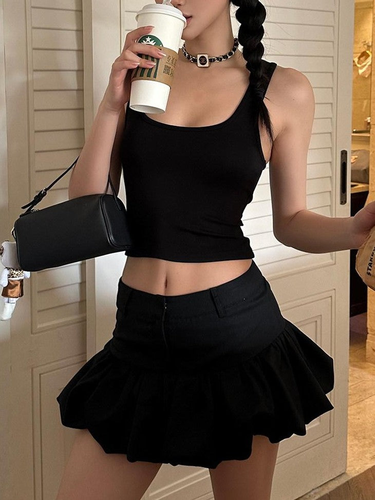 rovente Cropped Square Neck Ribbed Waist Shaping Fitted Women's Modal Camisoles