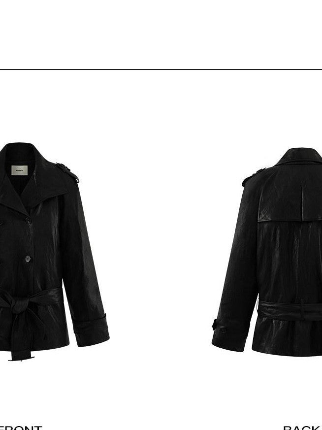 rovente Dark Prism Stand Collar Vintage Loose Silhouette Women's Leather Jackets