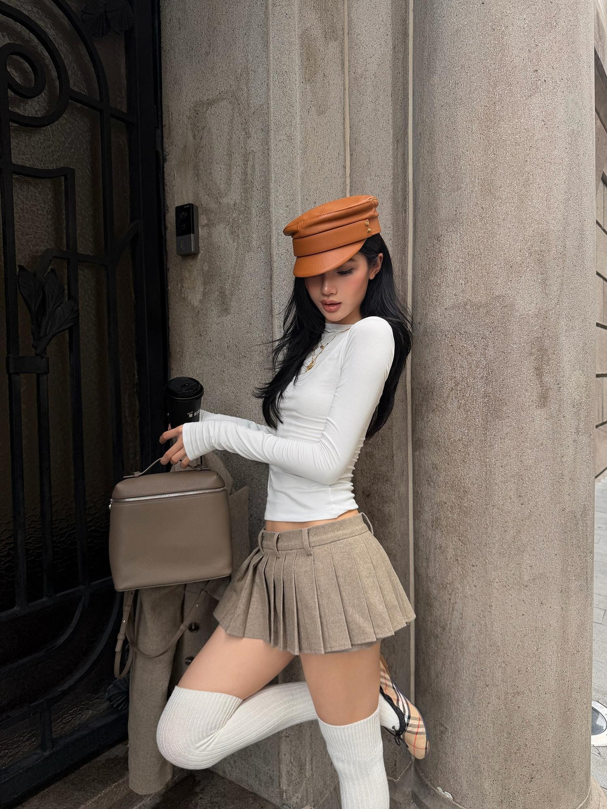 rovente Double Breasted Long Sleeve Lapel Short Blazer Pleated Skirt Women's Cotton Matching Skirt Sets