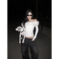 rovente_Fur_Trim_One_Shoulder_Long_Sleeve_Knit_White_Women's_Off-shoulder_Sweaters_989363101726_MISSTT