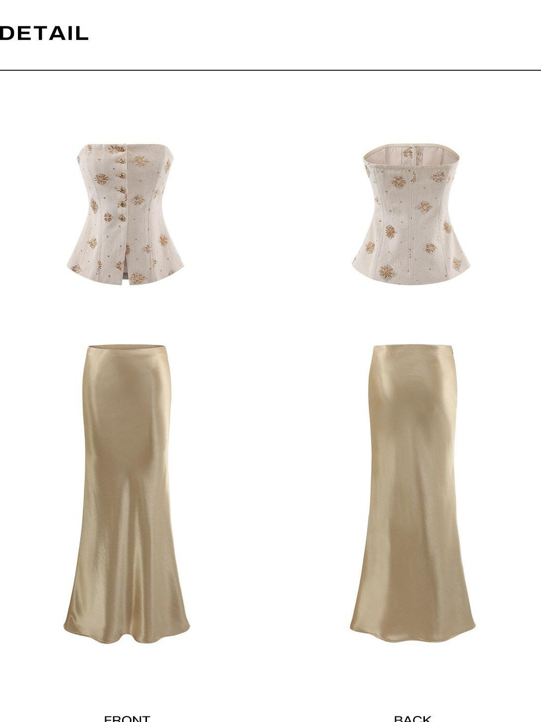 rovente Gilded Vienna Apricot Sequin Embroidered Women's Cotton Tube Tops