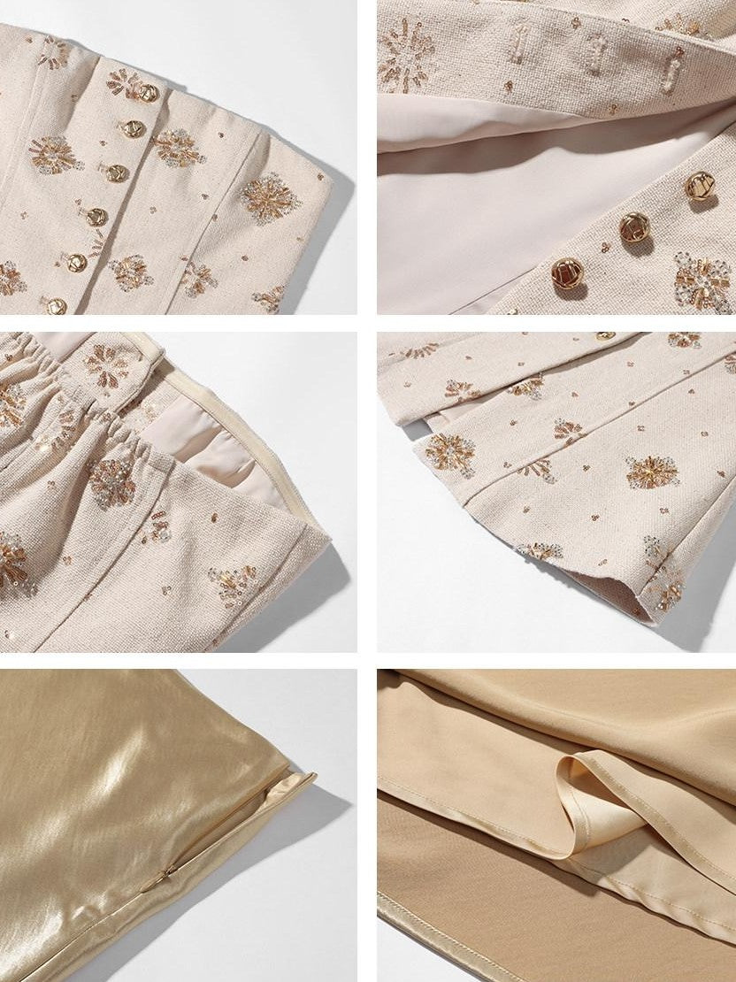 rovente Gilded Vienna Apricot Sequin Embroidered Women's Cotton Tube Tops