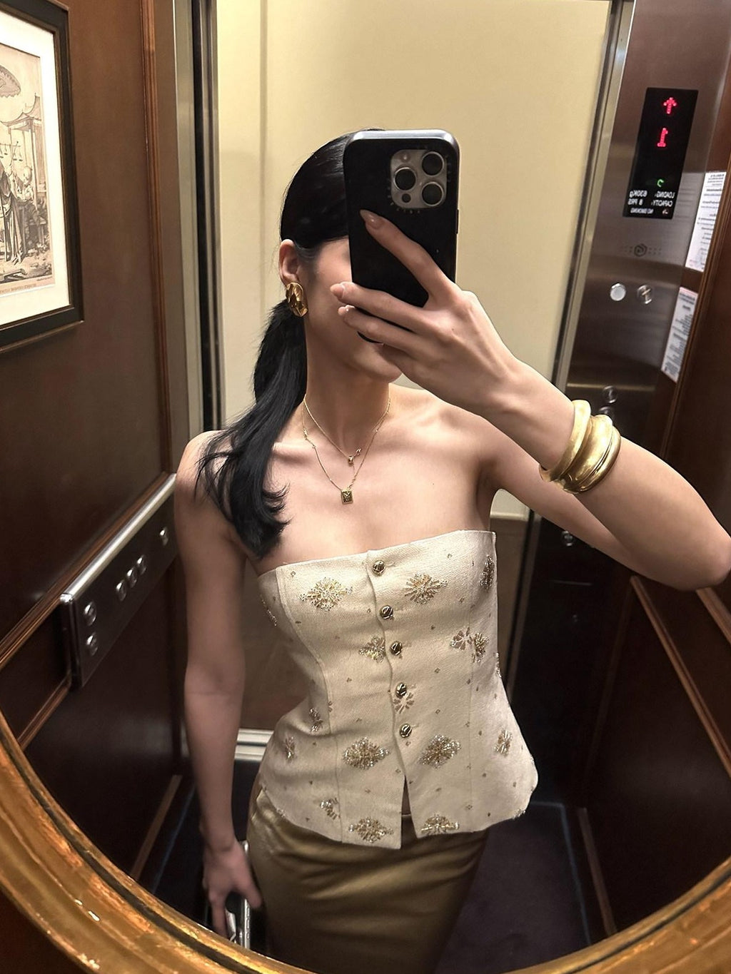 rovente Gilded Vienna Apricot Sequin Embroidered Women's Cotton Tube Tops
