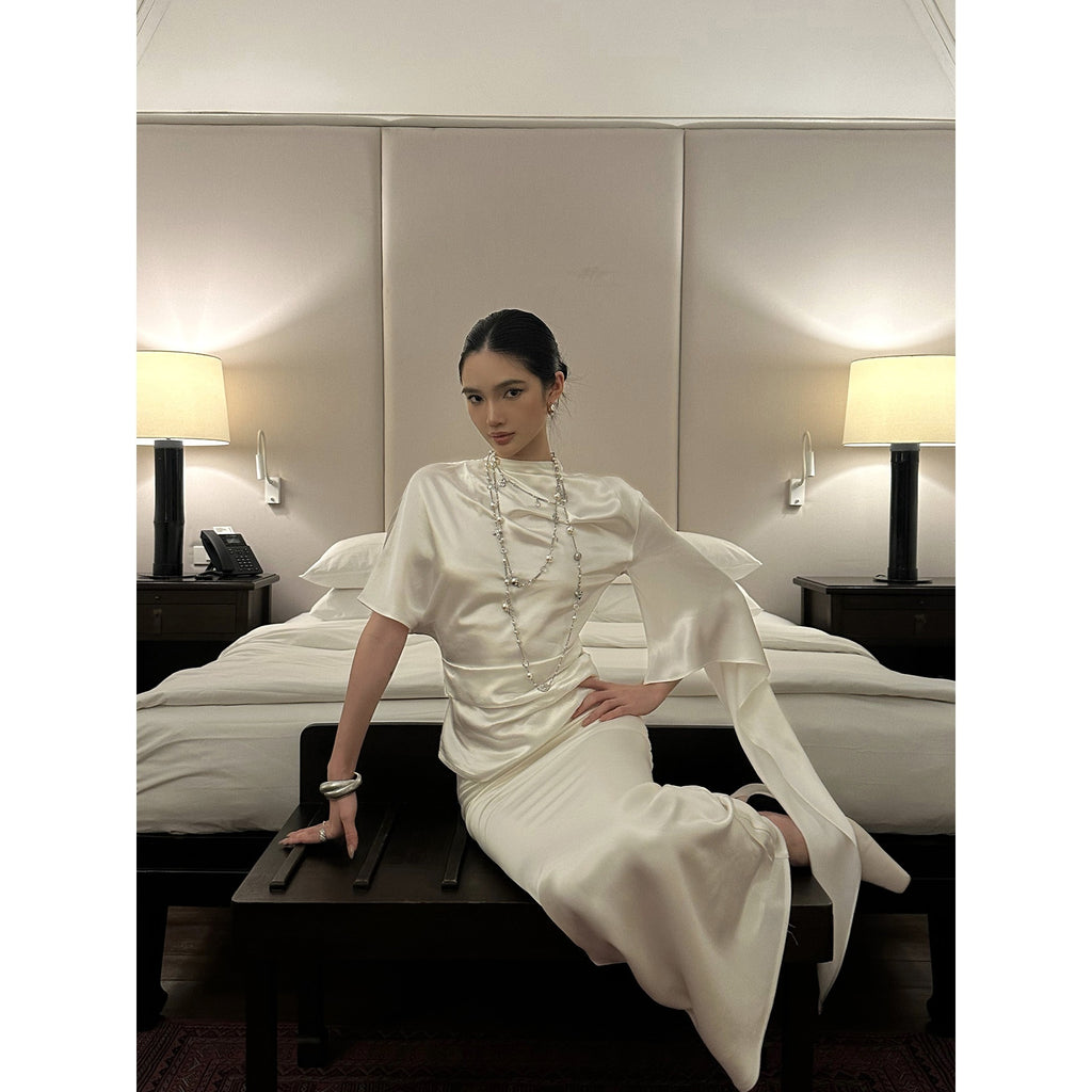 rovente_Glowing_White_Stand_Collar_Tie_Women's_Viscose_Matching_Skirt_Sets_1019655022379_MISSTT