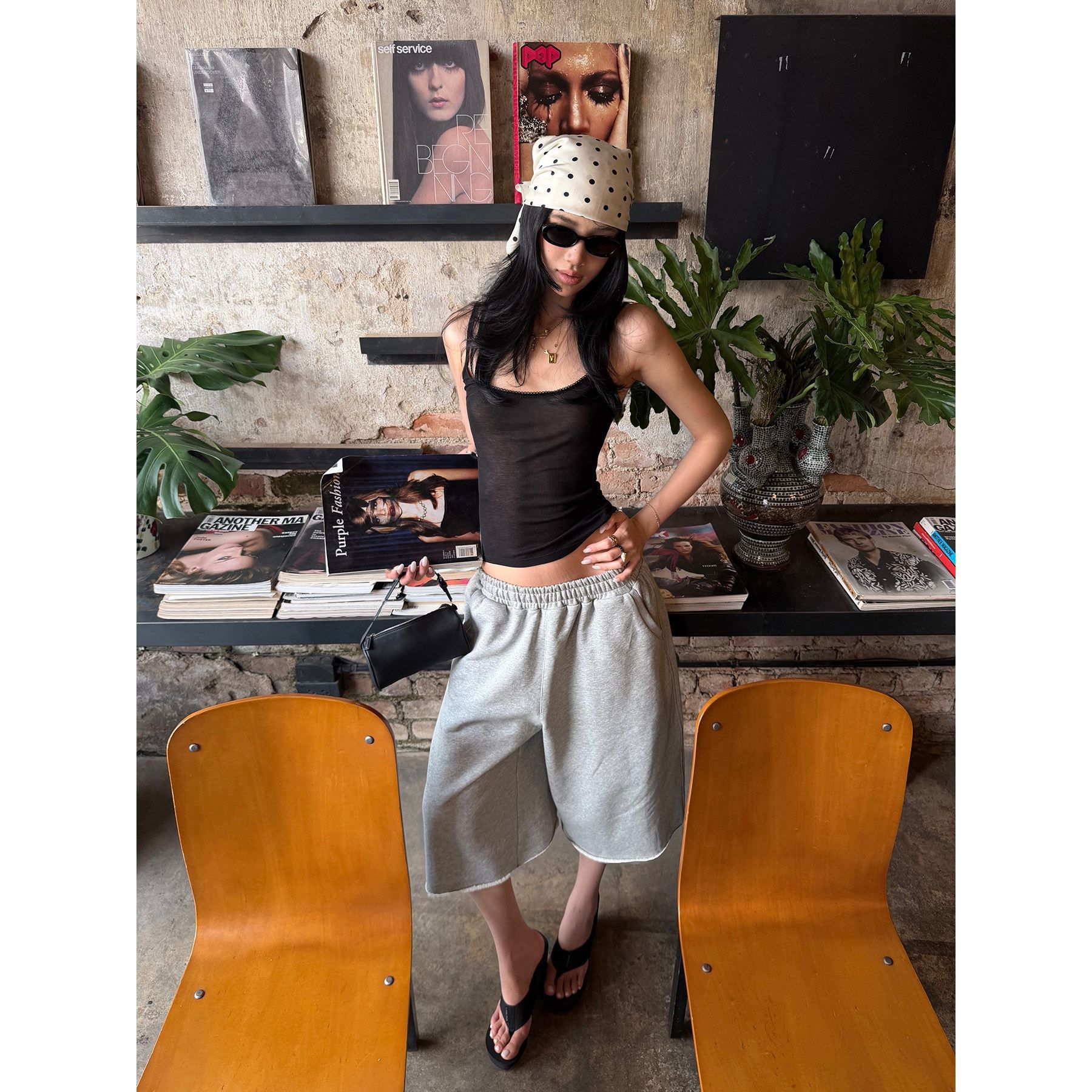 rovente_Gray_Rolled_Hem_Casual_Loose_Mid_Length_Relaxed_Women's_Athletic_Shorts_1036642743634_MISSTT
