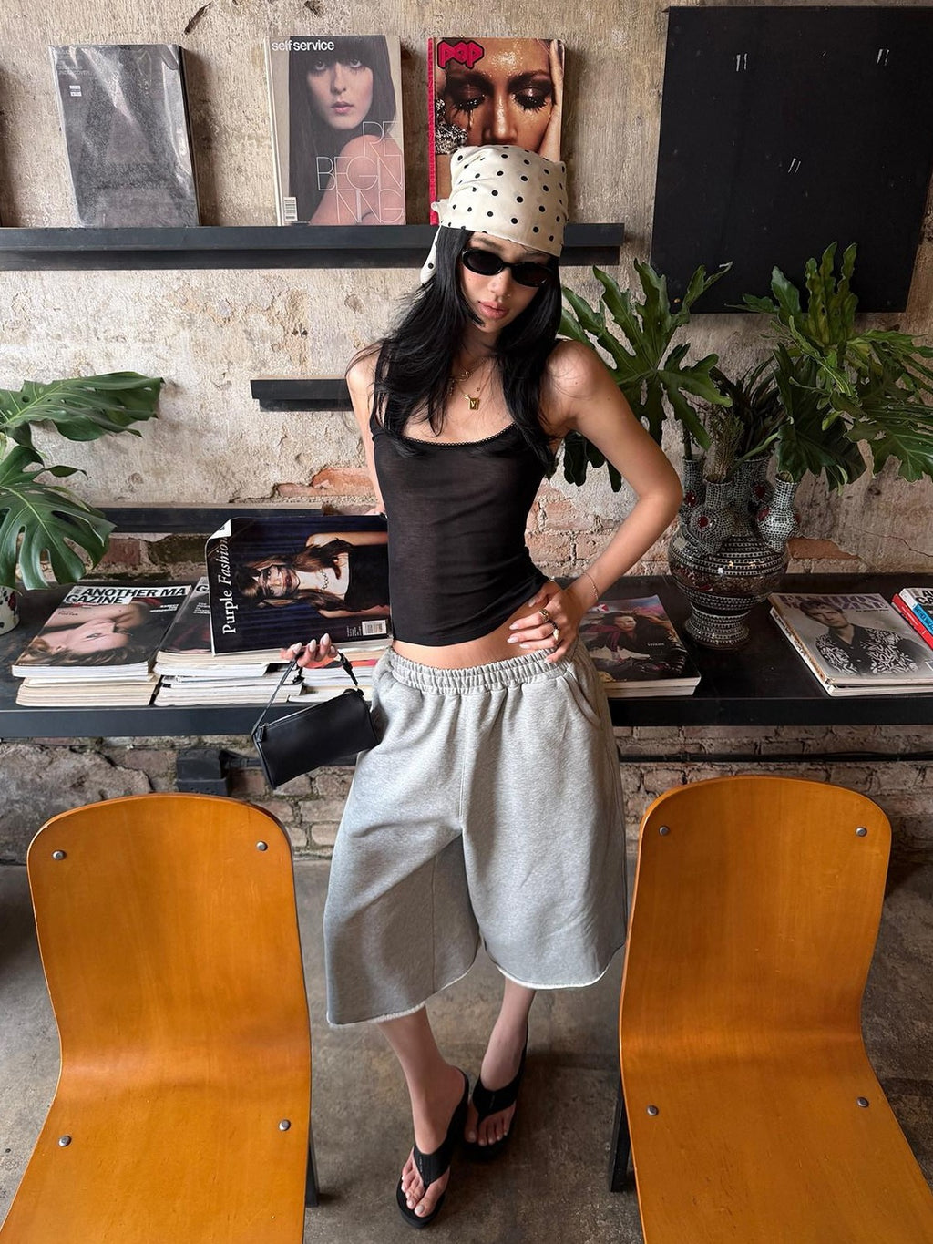 rovente Gray Rolled Hem Casual Loose Mid Length Relaxed Women's Athletic Shorts
