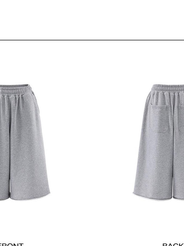 rovente Gray Rolled Hem Casual Loose Mid Length Relaxed Women's Athletic Shorts