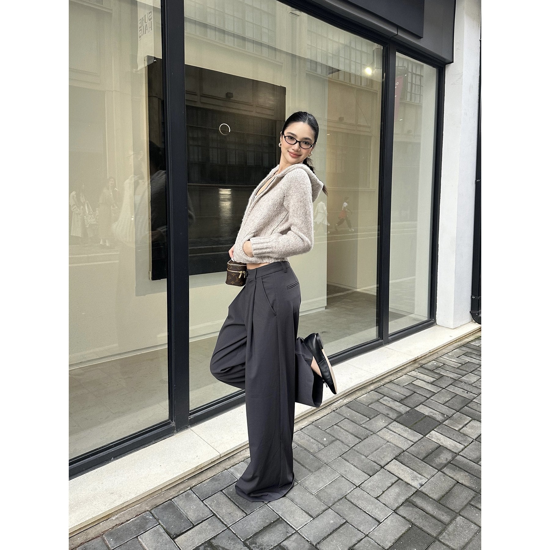 rovente_Gray_Solid_Straight_Natural_Waist_Zipper_Women's_Polyester_Wide-leg_Pants_992859196984_MISSTT