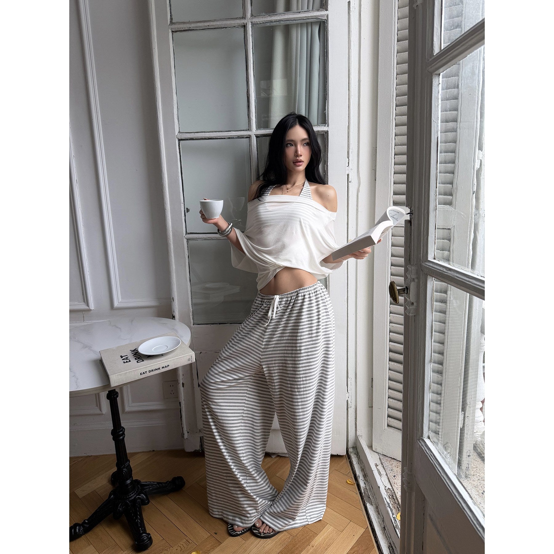 rovente_Gray_White_Striped_Low_Rise_Straight_Relaxed_Women's_Wide-leg_Pants_1052382978512_MISSTT