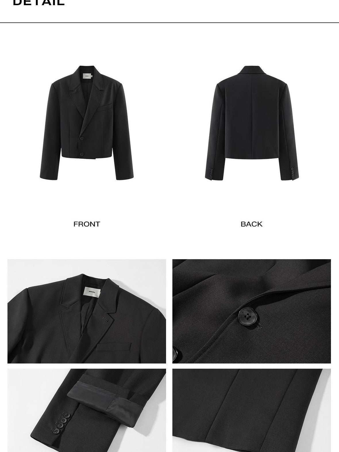 rovente Gray Wool Lapel Loose Fit Women's Cropped Jackets