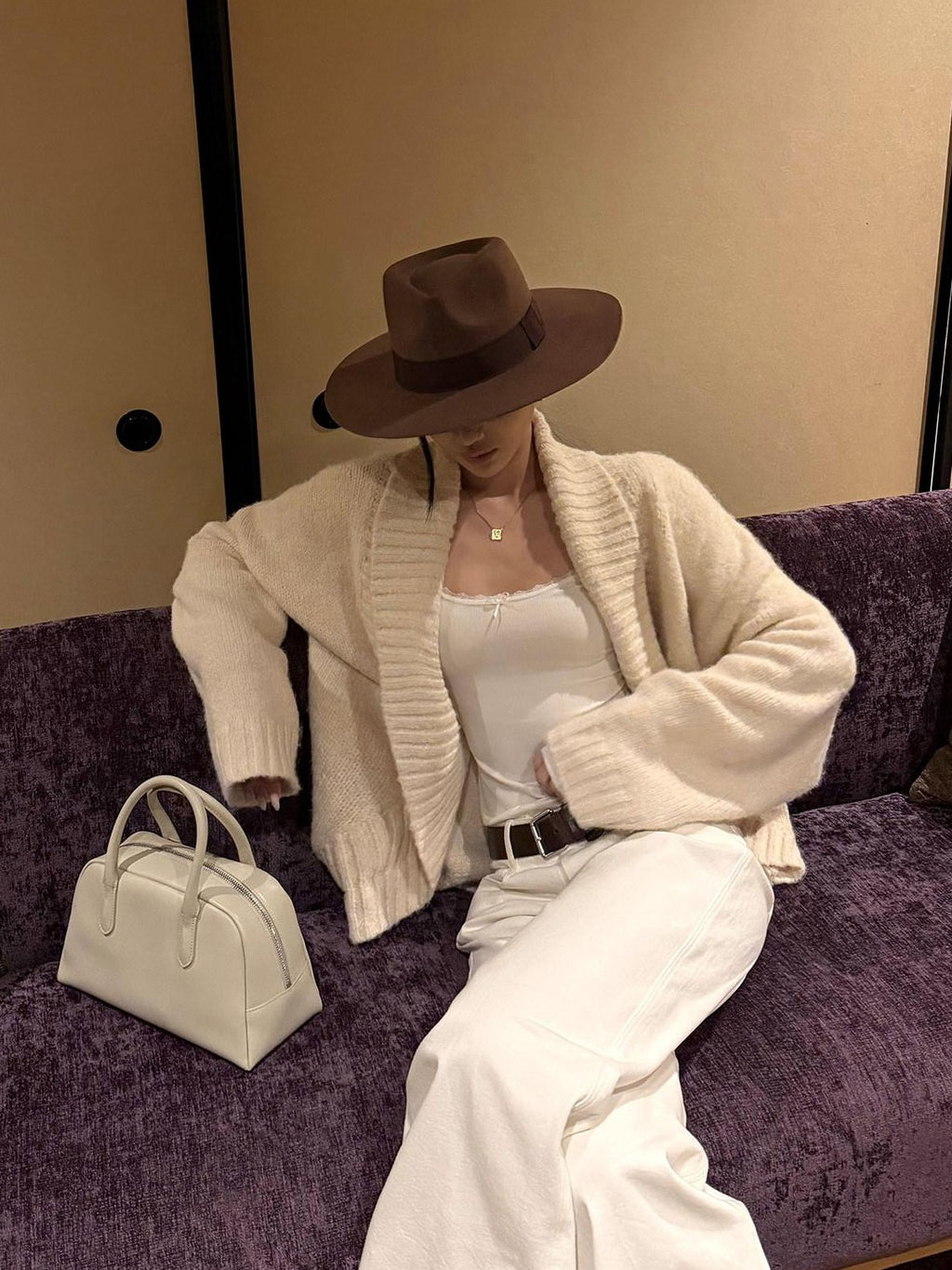 rovente Ivory Asymmetrical Batwing Oversized Knit Women's Wool Blend Cardigans