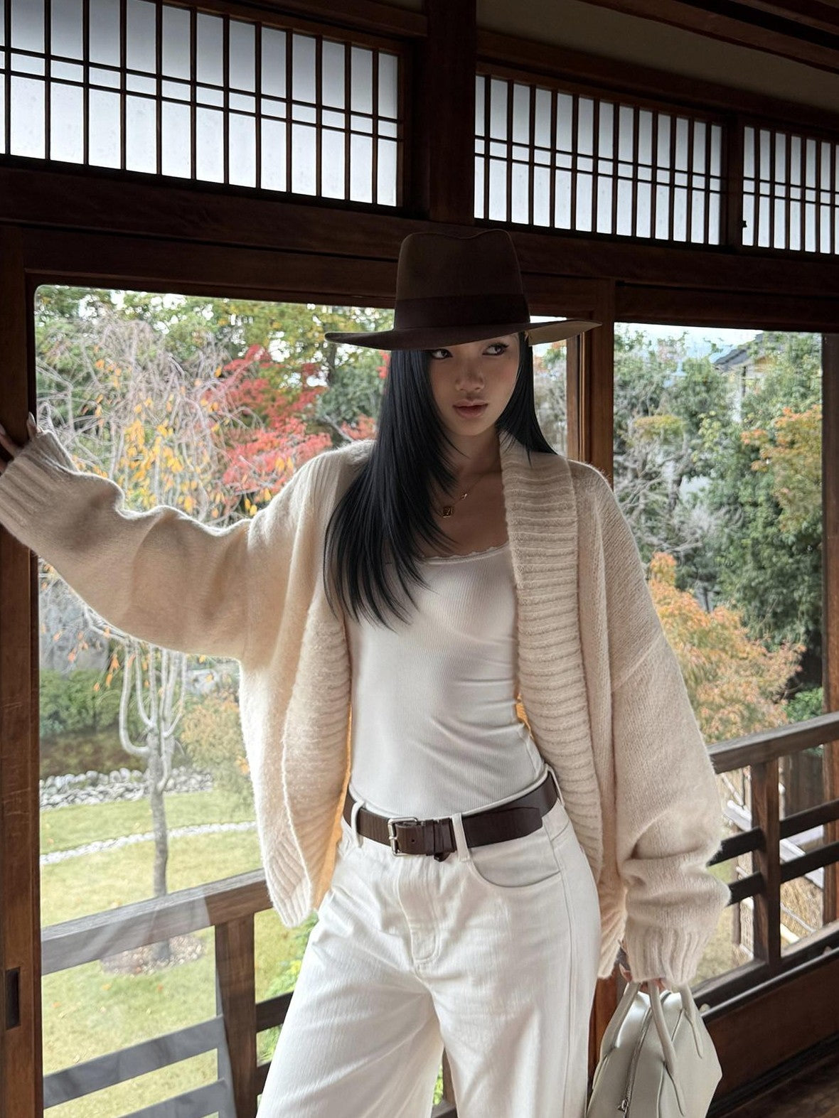 rovente Ivory Asymmetrical Batwing Oversized Knit Women's Wool Blend Cardigans