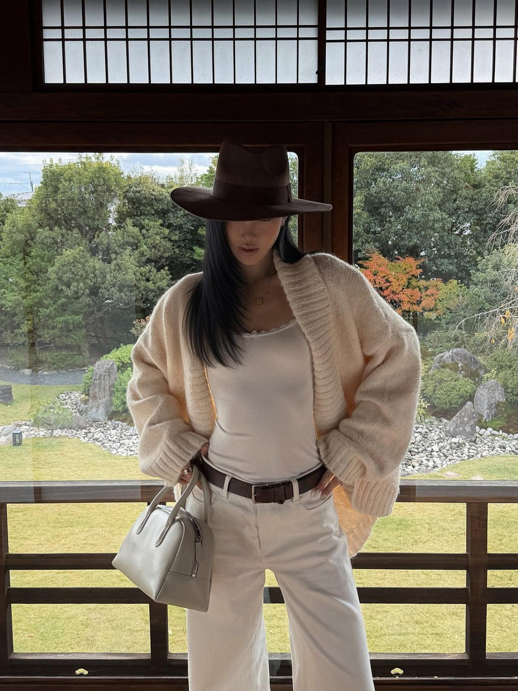 rovente Ivory Asymmetrical Batwing Oversized Knit Women's Wool Blend Cardigans