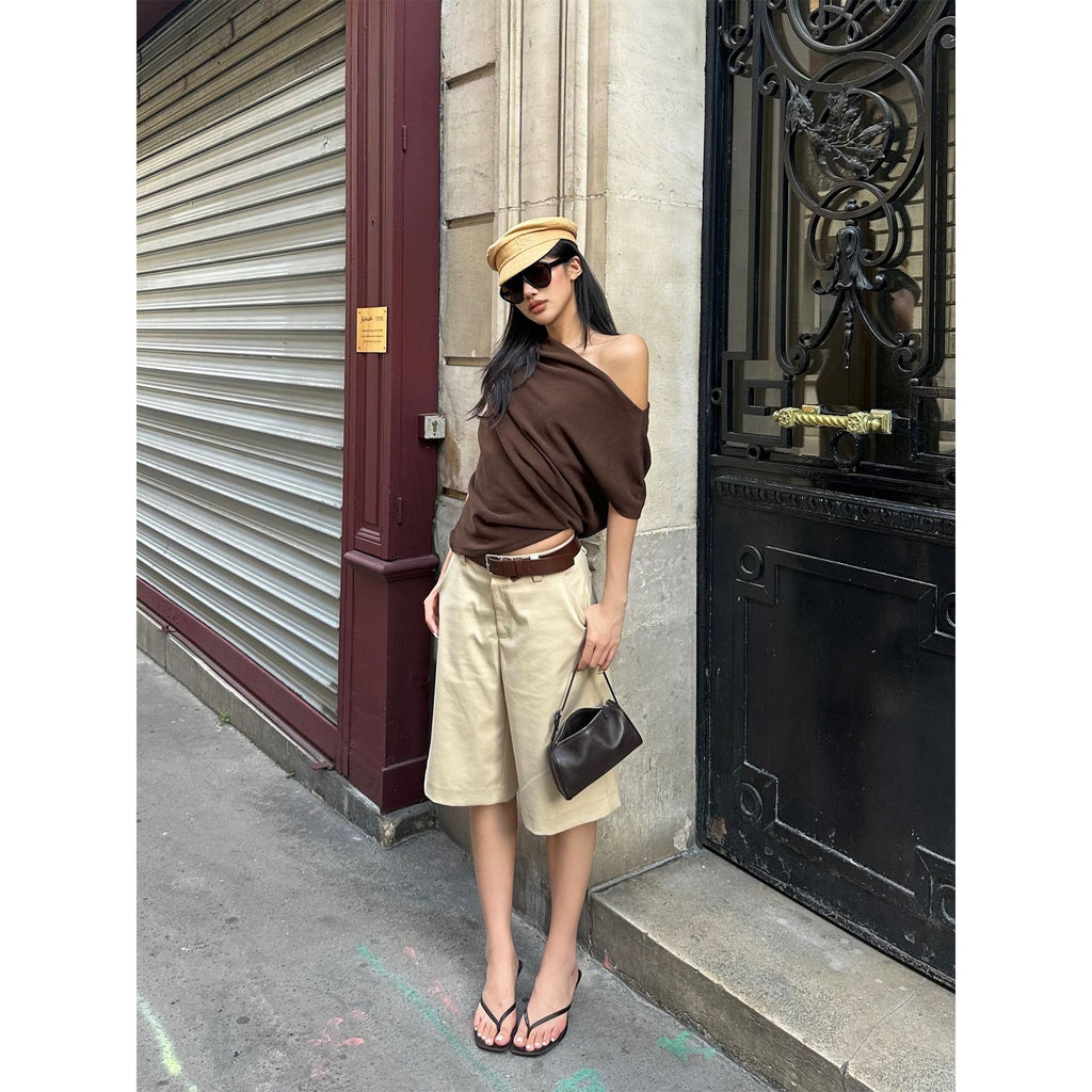 rovente_Khaki_Relaxed_Straight_Women's_Polyester_Viscose_Wool_Blend_Bermuda_Shorts_950238046408_MISSTT