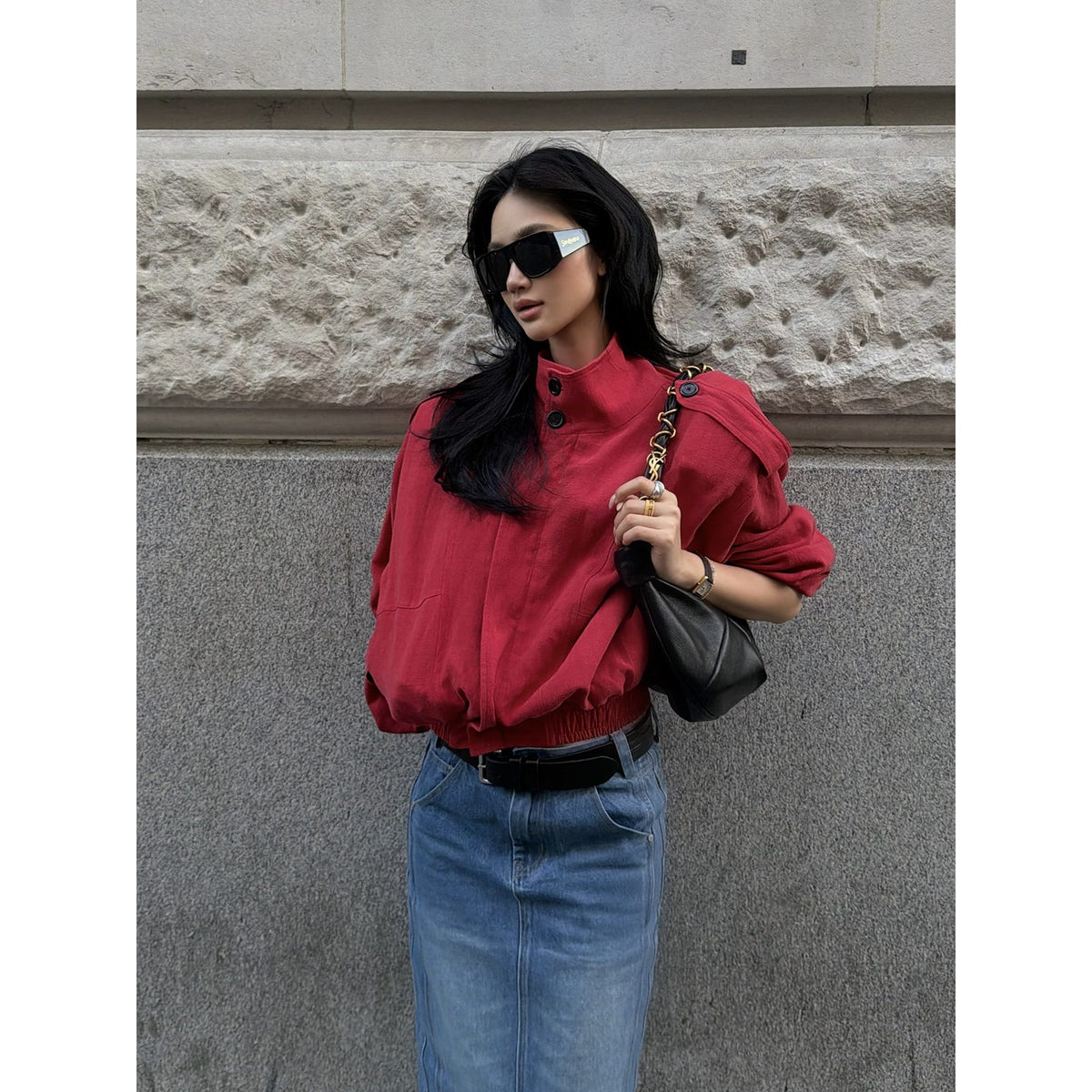 rovente_Lava_Red_Linen_Stand_Collar_Epaulet_Loose_Fit_Women's_Cropped_Jackets_1074339847185_MISSTT