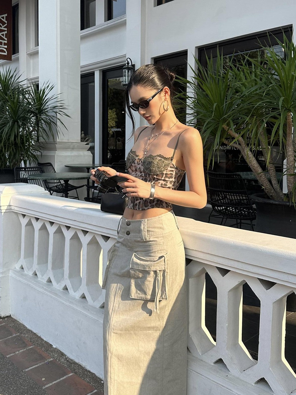 rovente Leopard Print Lace Slim Fit Women's Xinjiang Cotton Short Crop Lace Camisoles
