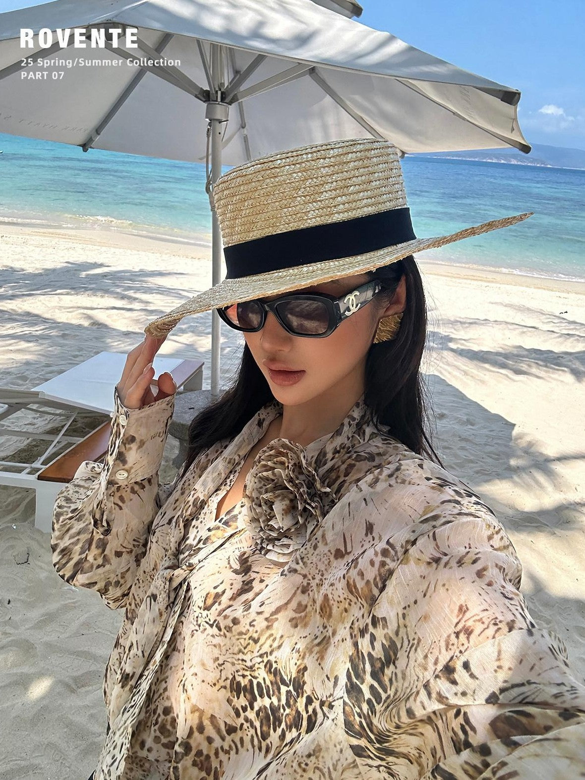 rovente Leopard Print Loose Long Sleeve Tie Neck Women's Polyester Shirt Jackets
