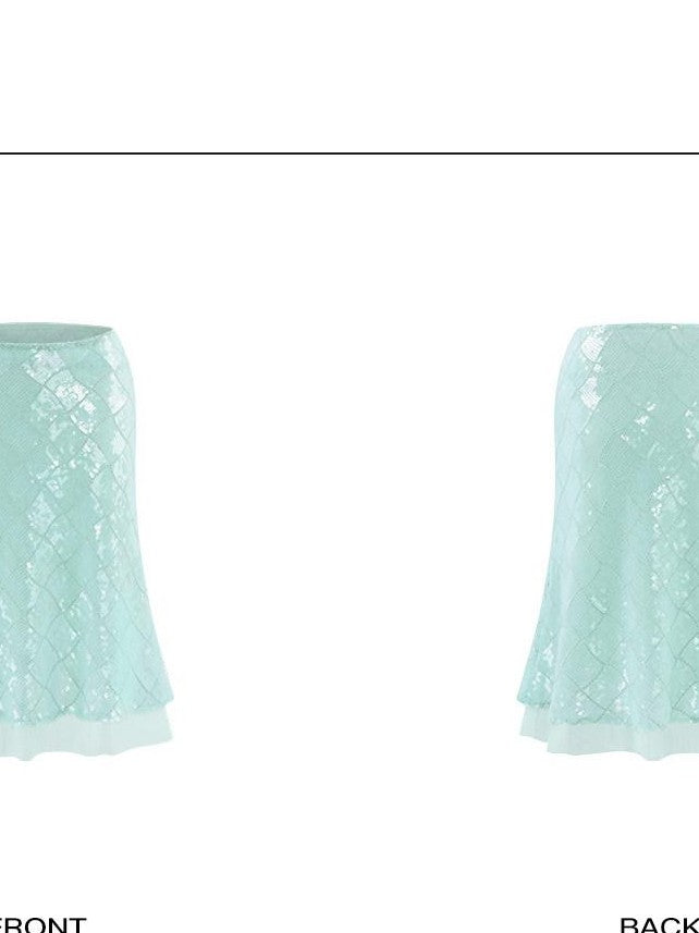 rovente Light Blue Plaid Sequin Low Waist Hip Hugging Loose A Line Women's Midi Skirts