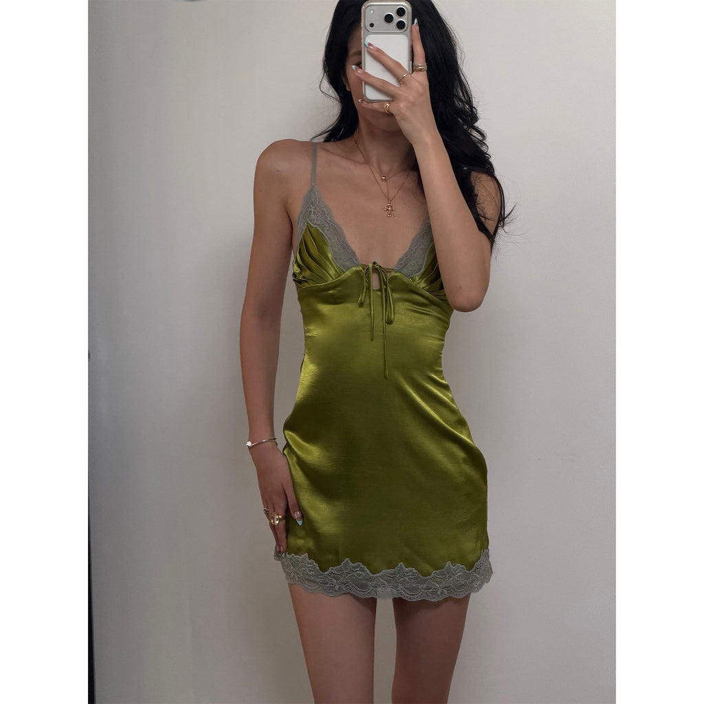 rovente_Lime_Green_Deep_V-neck_Spaghetti_Strap_Lace_Trim_Women's_Slip_Mini_Dresses_1059044640583_MISSTT