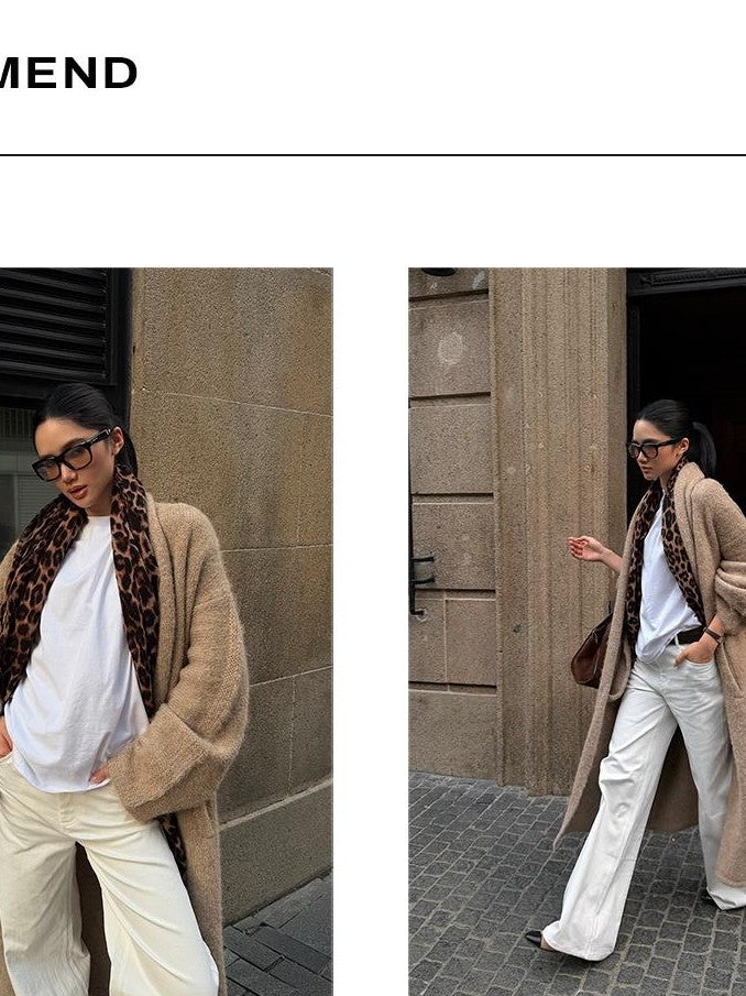 rovente Long Knit Solid Loose Fit Women's Knitwear Cardigans