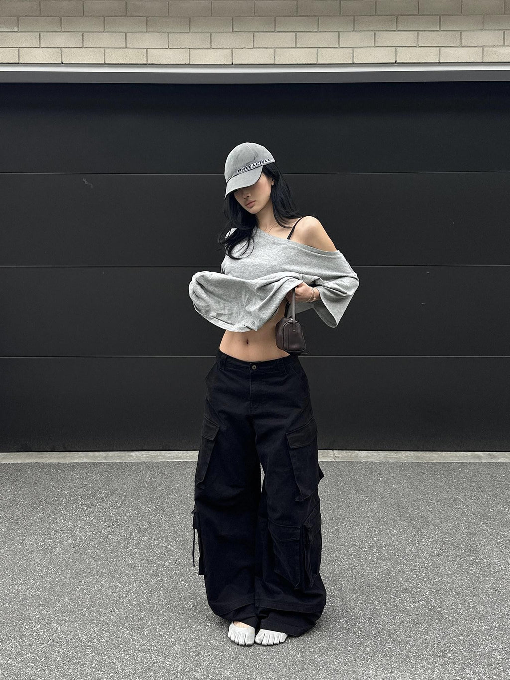 rovente Long Leg Cool Black Workwear Wide Straight Pocket Zip Women's Cotton Cargo Pants