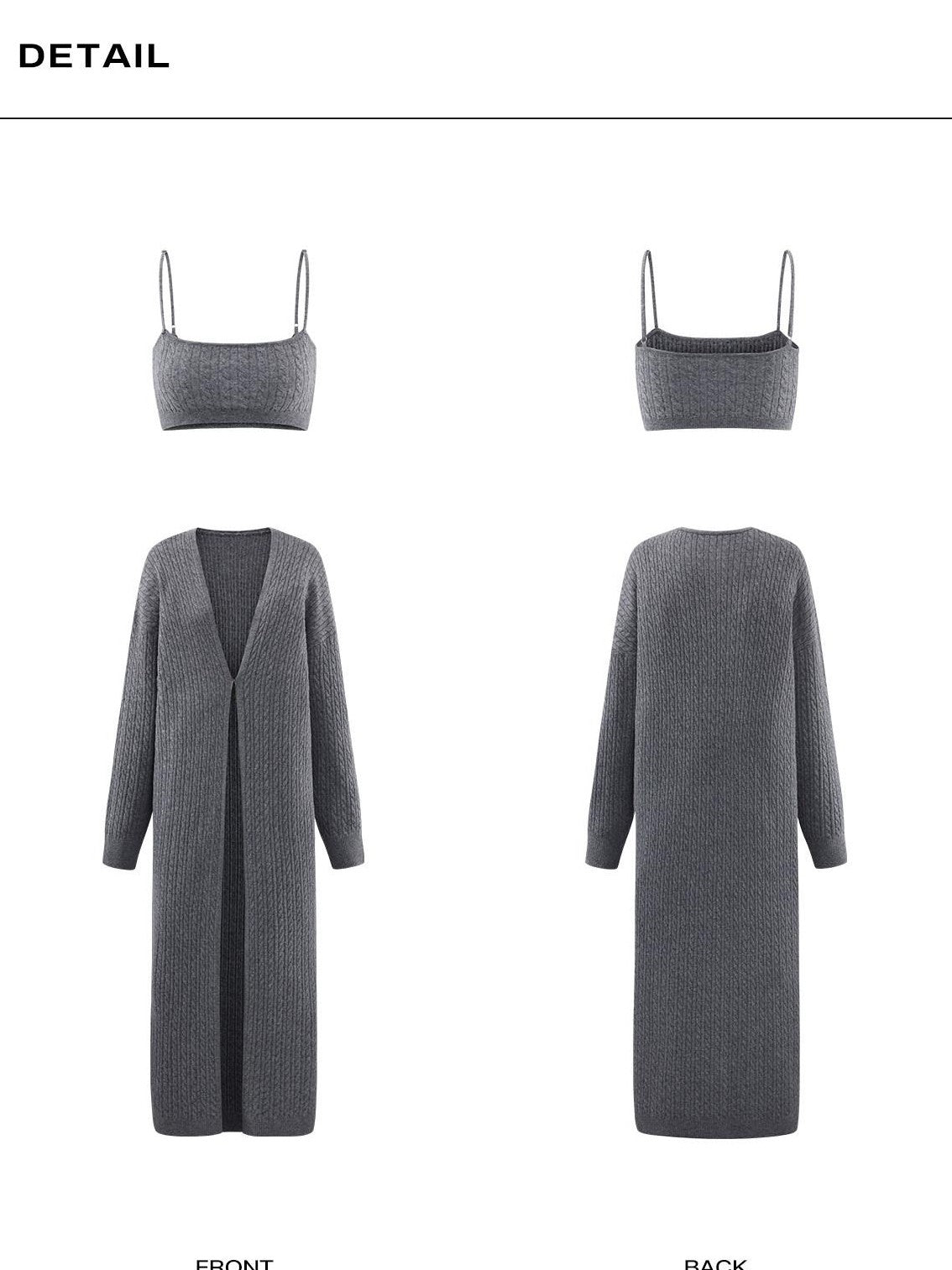 rovente Longline Gray Open Front Loose Knit Women's Wool Blend Cardigans