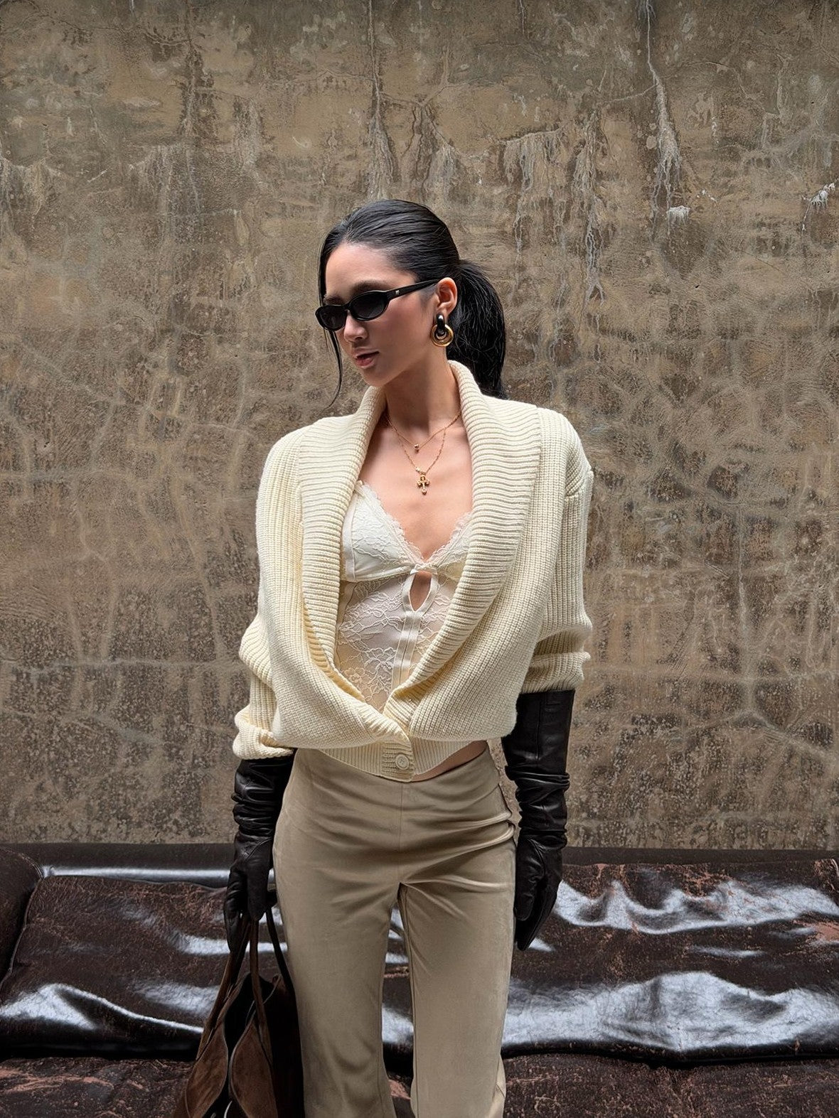 rovente Loose Knit Button Batwing Sleeve Women's Wool Cardigans