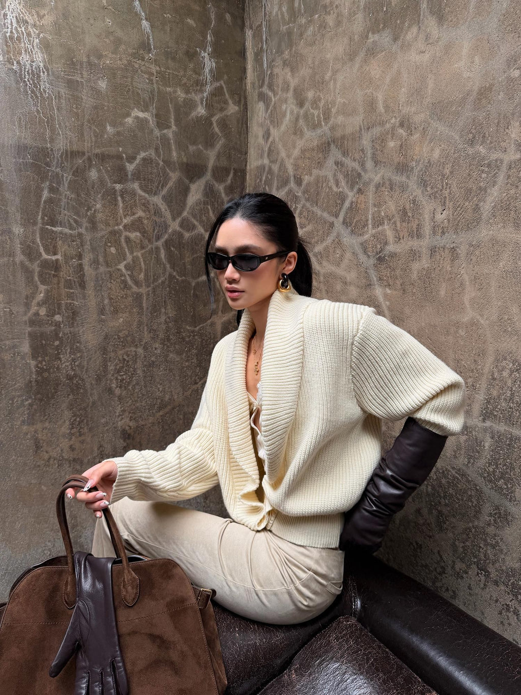 rovente Loose Knit Button Batwing Sleeve Women's Wool Cardigans