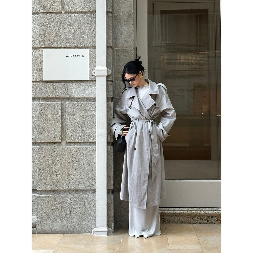 rovente_Mist_Grey_Double_Breasted_Lapel_Tie_Waist_Women's_Cotton_Blend_Trench_Coats_884823097474_MISSTT