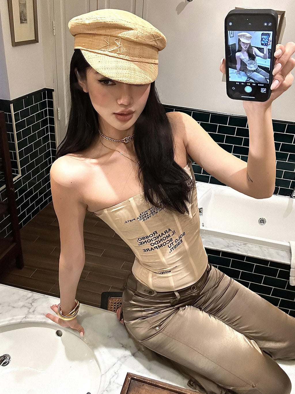 rovente Nude Boned Corset Cinched Waist Cropped Fitted Solid Women's Knit Tube Tops