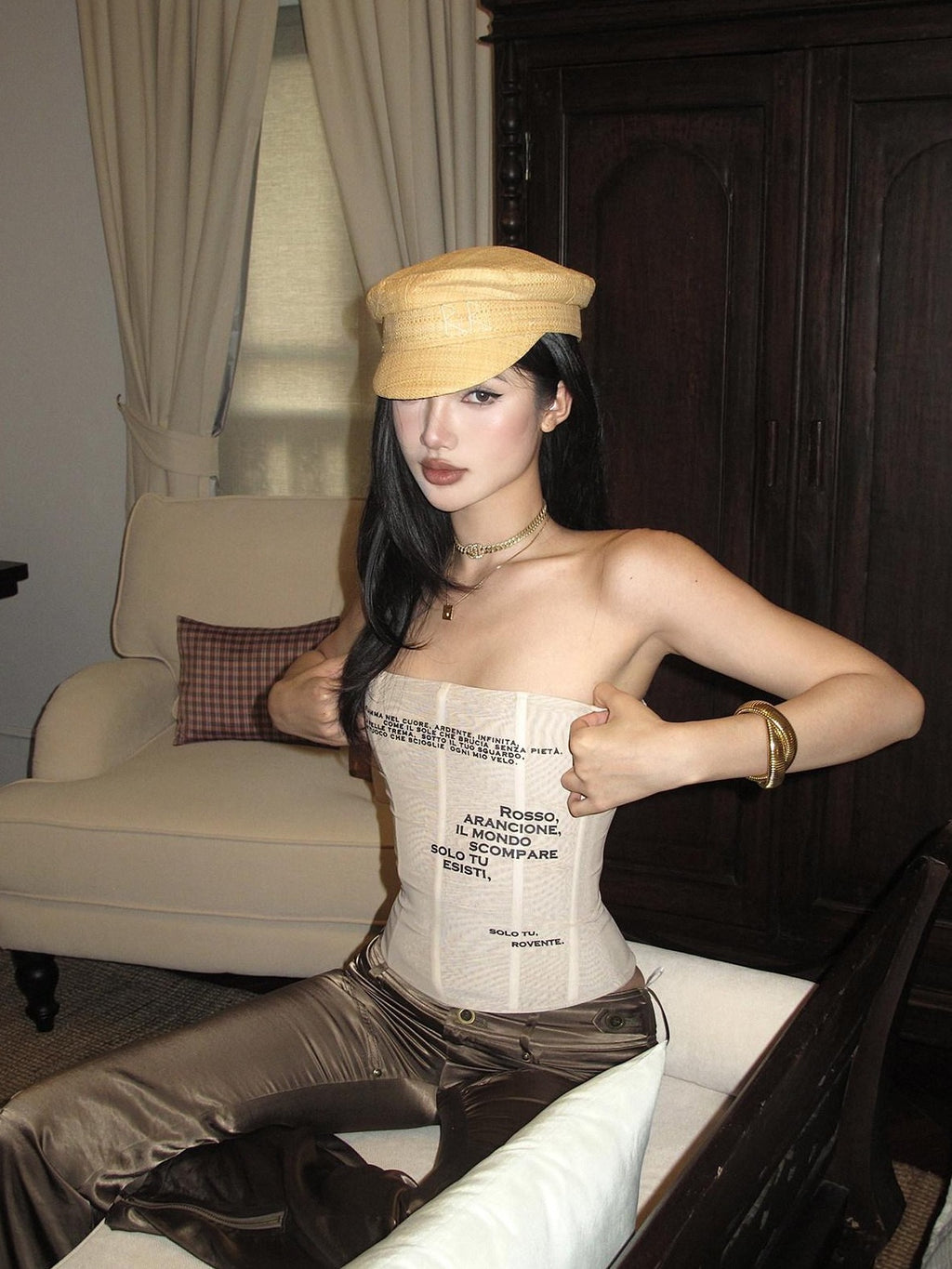 rovente Nude Boned Corset Cinched Waist Cropped Fitted Solid Women's Knit Tube Tops