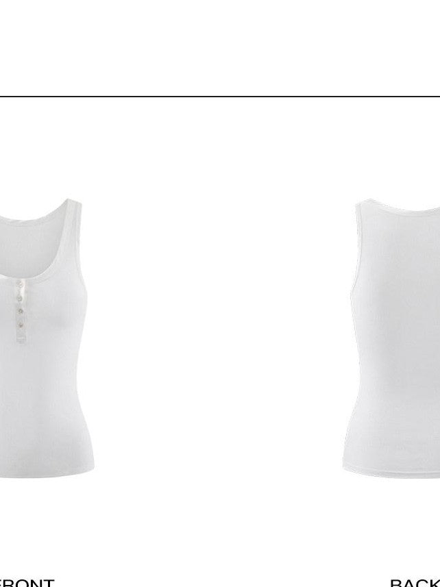rovente Pure White U Neck Button Slim High Stretch Women's Lyocell Tank Tops