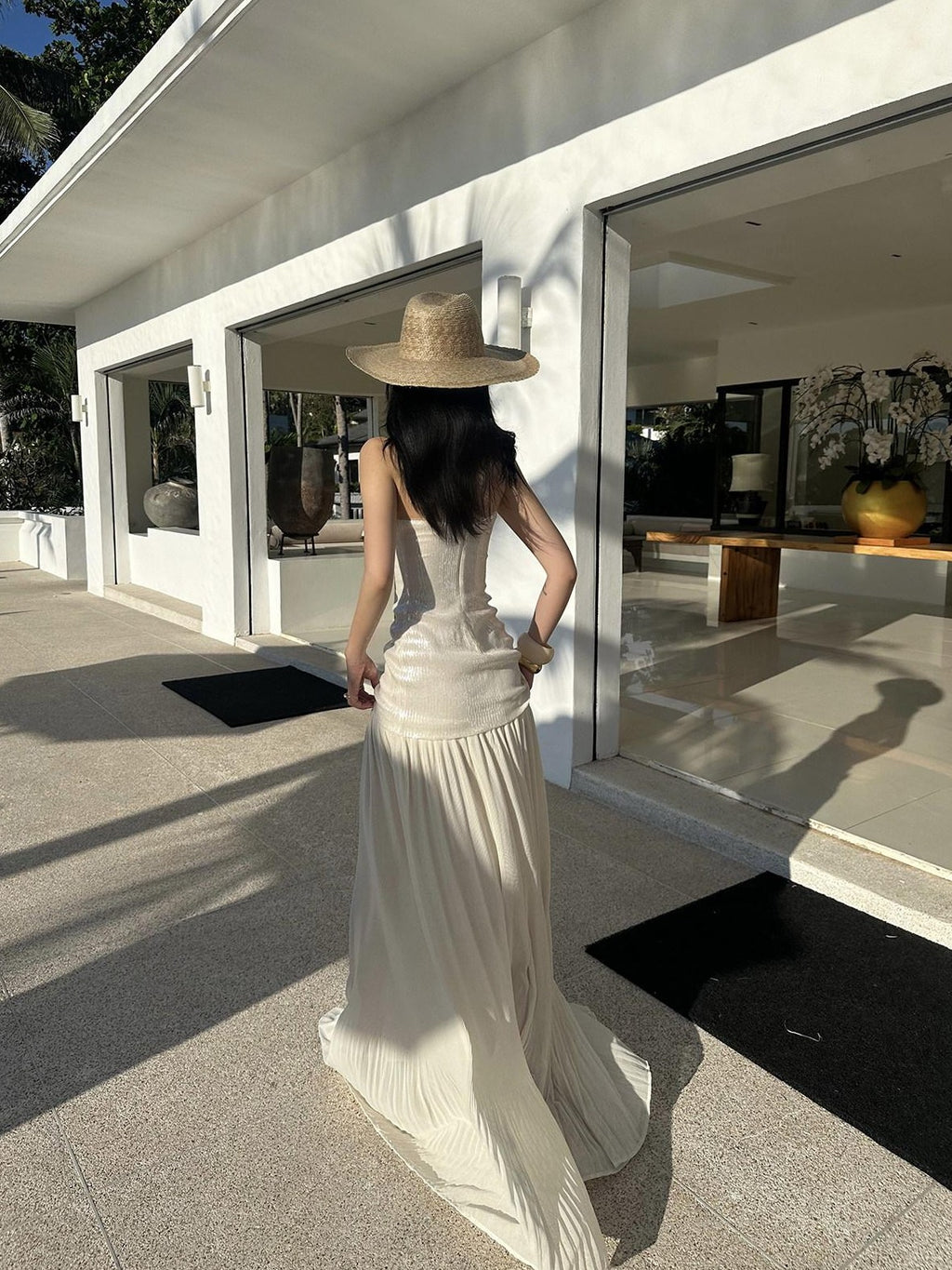 rovente Seaside Sequin Floor Length Women's Tulle Strapless Maxi Dresses