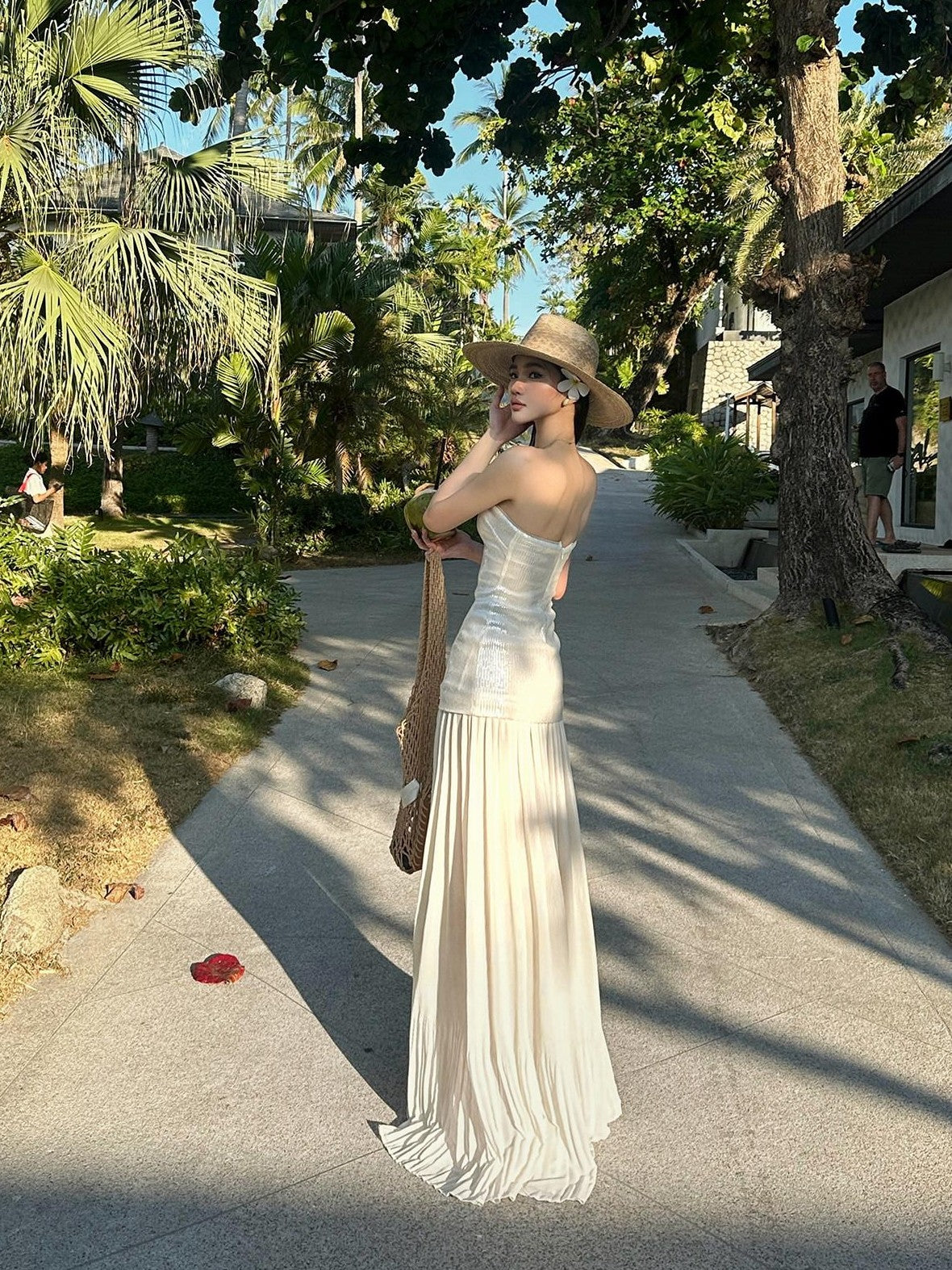 rovente Seaside Sequin Floor Length Women's Tulle Strapless Maxi Dresses