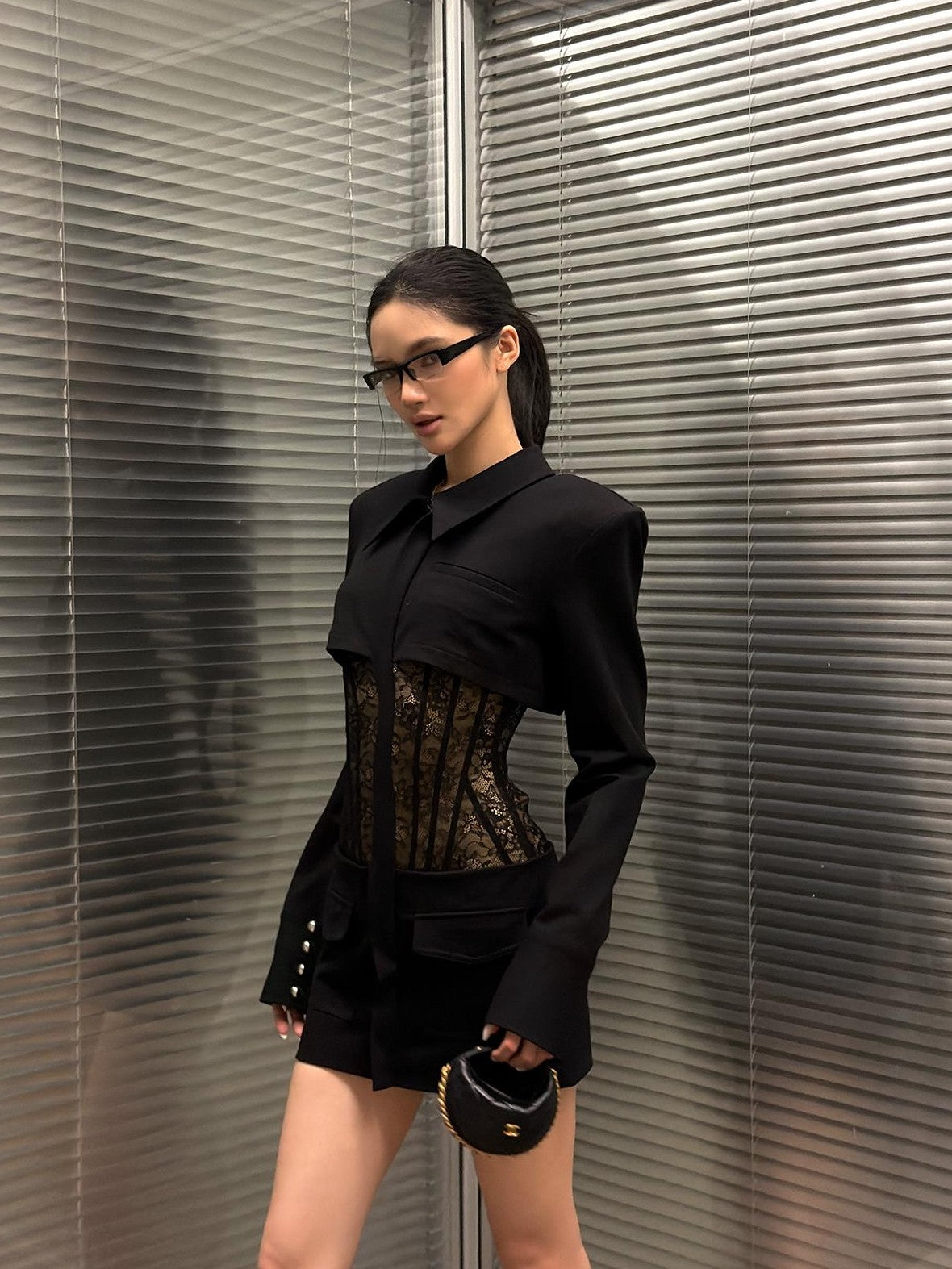 rovente Sexy Lace Button Down Long Sleeve Women's Bodycon Mini Dresses