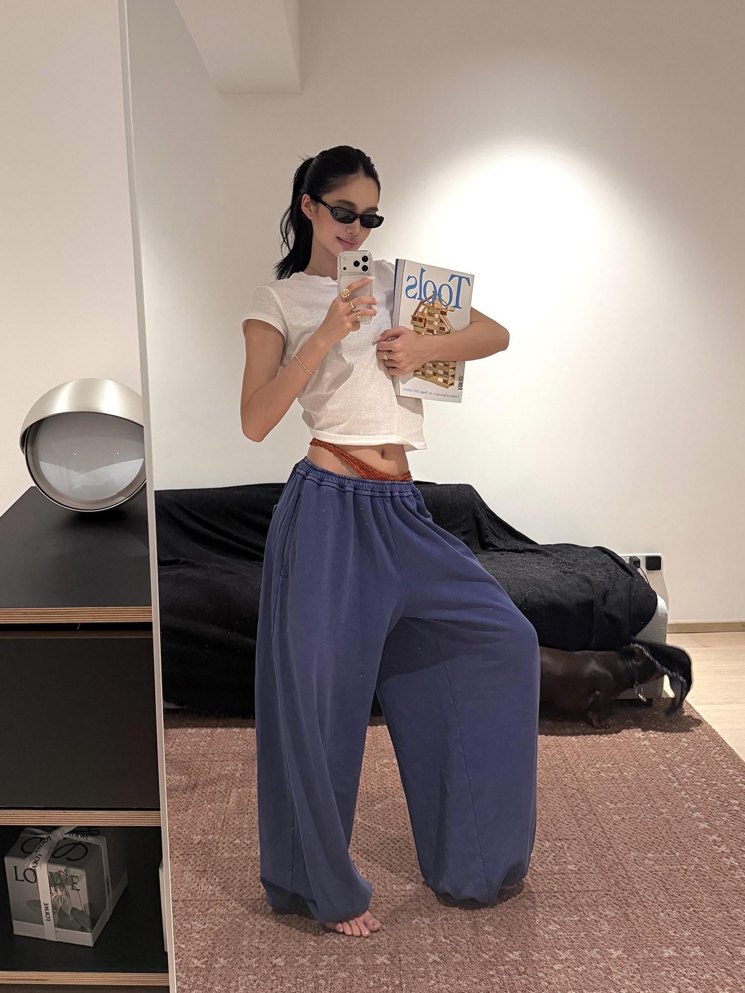 rovente Shibuya Street Two Tone Faux Layered Relaxed Straight Leg Women's Sweatpants