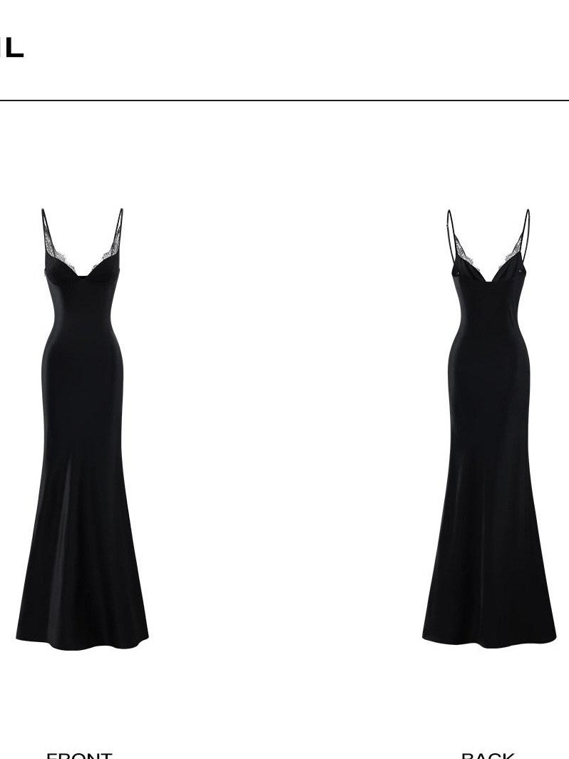 rovente Shimmer Swan Spaghetti Strap Women's Acetate Lace Bodycon Maxi Dresses
