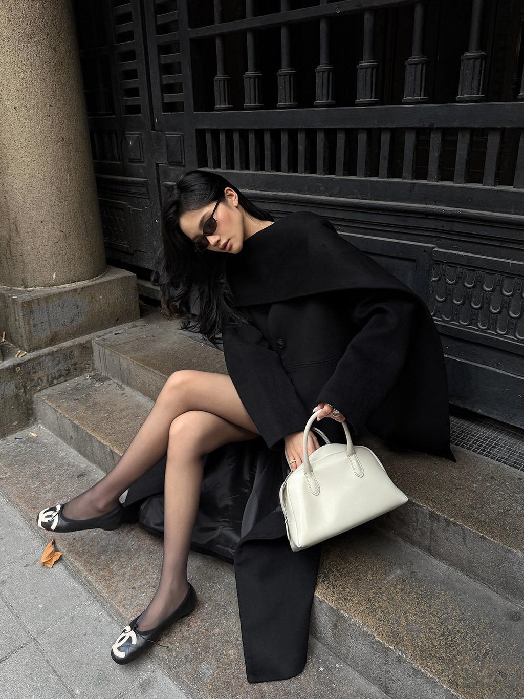 rovente Solid Straight Fit Lapel Long Sleeve Wool Blend Women's Long Wool Coats
