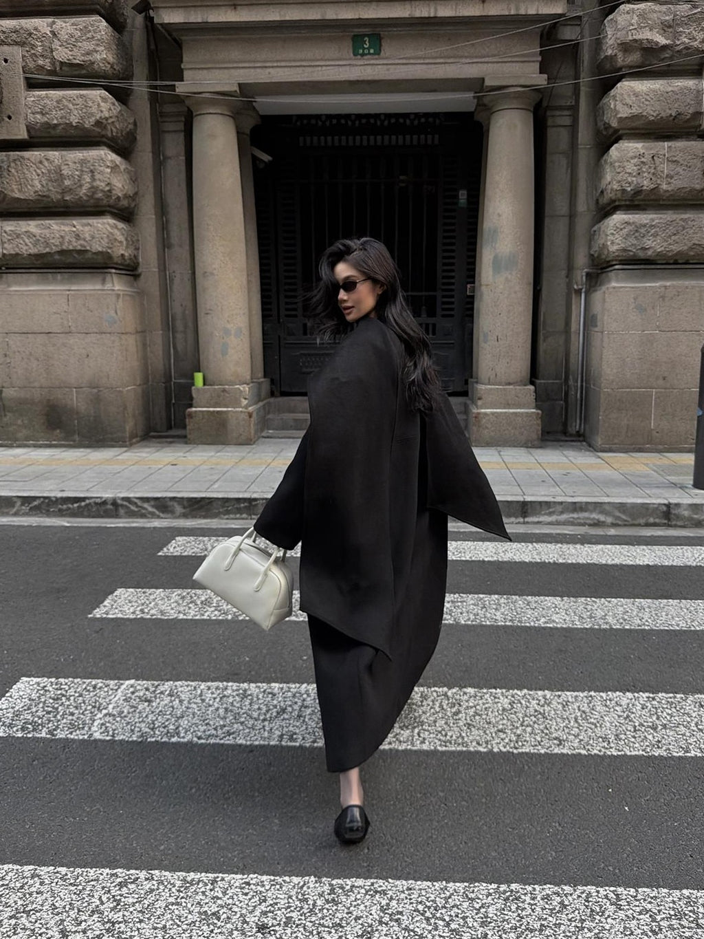 rovente Solid Straight Fit Lapel Long Sleeve Wool Blend Women's Long Wool Coats