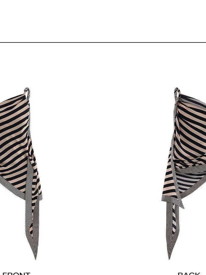 rovente Striped Asymmetric One Shoulder Ribbon Women's Polyester Camisoles