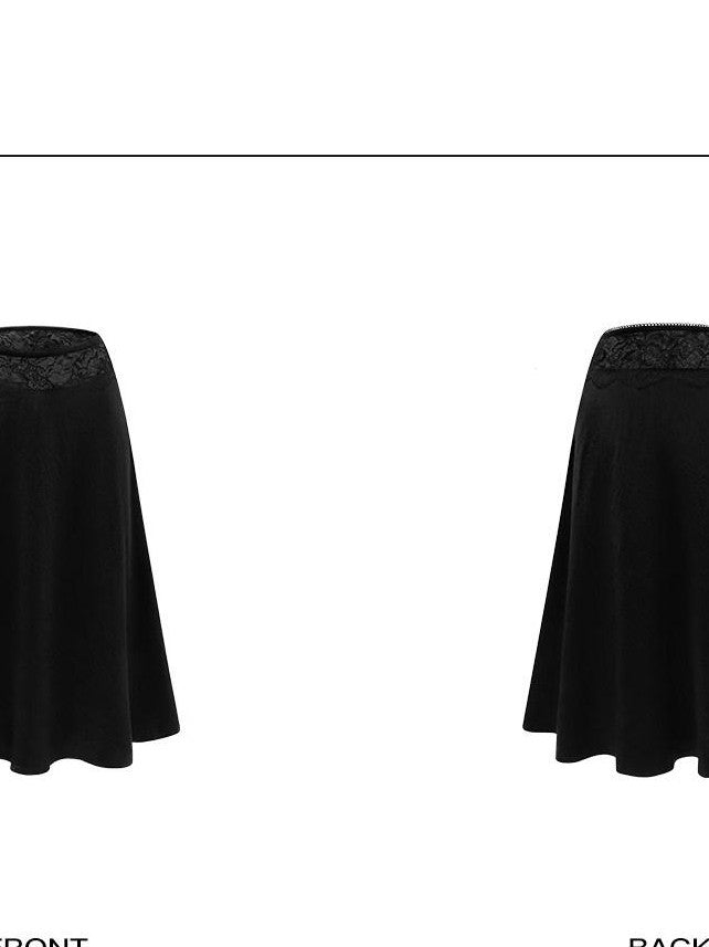 rovente Tropical Lace Slimming Elegant Casual Women's Acetate Black A-line Skirts